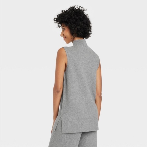 A new day gray sleeveless turtleneck ribbed sweater nwt - Picture 2 of 4